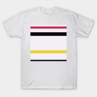 A tremendous arrangement of Very Light Pink, Raisin Black, Smoky Black, Dingy Dungeon and Sandstorm stripes. T-Shirt